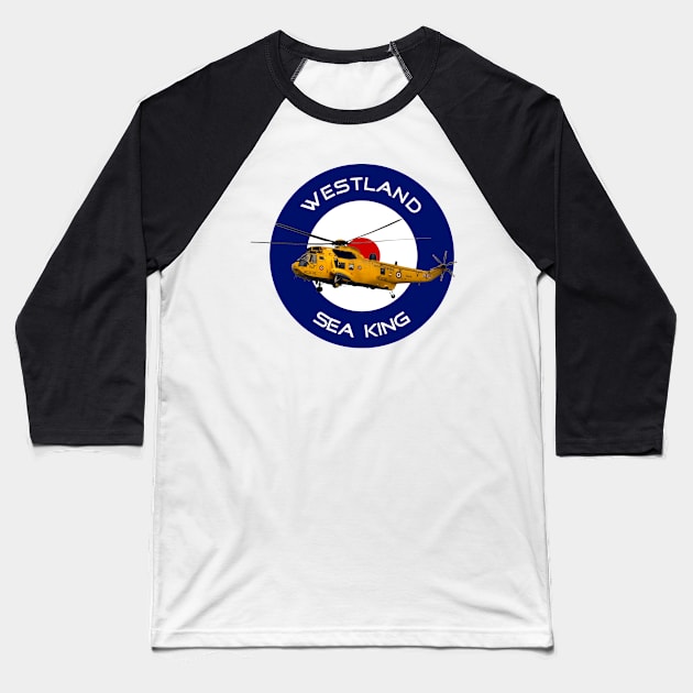 Westland Sea King Search and rescue helicopter in RAF roundel Baseball T-Shirt by AJ techDesigns